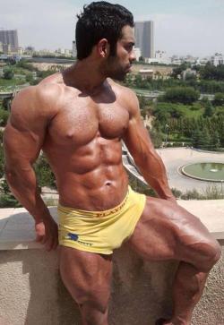 adirtyeyedboy:  arabic muscle god    Handsome, sexy, mounds