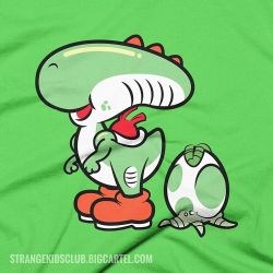 strangekidsclubhouse:  Our new XENOSSHĪ SHIRT, just added to strangekidsclub.bigcartel.com in time for Alien Day 4/26. Actually did the artwork for this one myself, pretty happy with how it turned out.   #alienday426  #alien #xenomorph #yoshi #popculturec