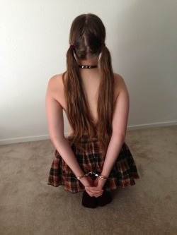 the-doll-collector:  sweet-little-submissive:  Kneeling, cuffed,