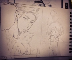 natsubutart: Someone took a picture of otabek with a kitten and