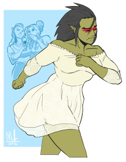 bigmsaxon:  /tg/ request for an orc girl in a pretty dress storming