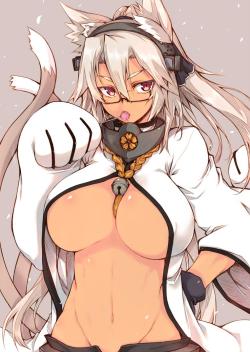 ecchineta:  kokonoe and musashi (blazblue and kantai collection)