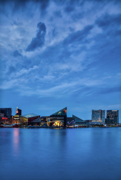 travelingcolors:  Baltimore Inner Harbor after Sunset | Maryland