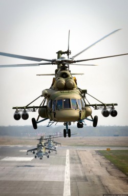 toocatsoriginals:  Mil Mi-8 Hip Helicopters - Novosibirsk Victory