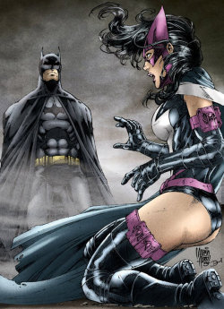   Huntress and Batman by Seabra  