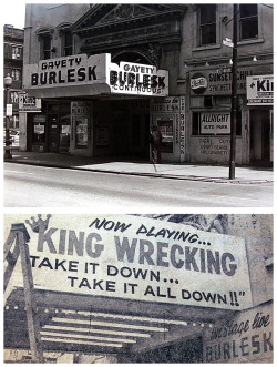 A vintage photo (top) from May 1970 shows the facade of the ‘GAYETY