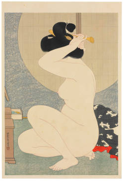 nobrashfestivity:Hiarano Hakuho  A nude lady arranging her