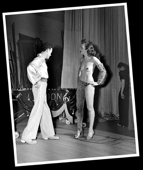 In 1948, Los Angeles photographer Milton Lewis captures an unidentified dance duo during rehearsals on stage at the famed ‘El Capitan Theatre’..