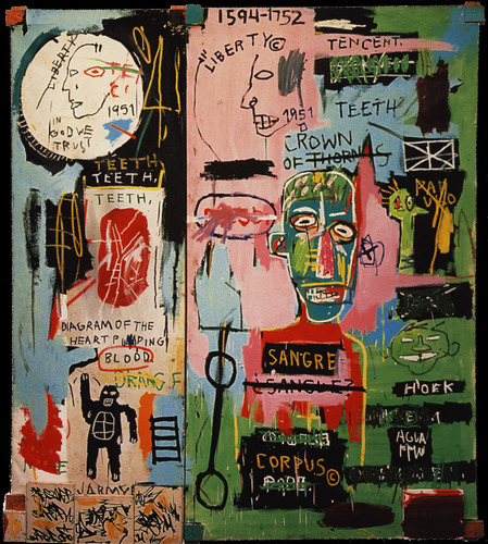 artist-basquiat:  In Italian, 1983, Jean-Michel BasquiatMedium: