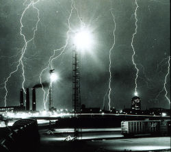 nervoservo:Philip Preston - Lightning storm over Boston, c.1967