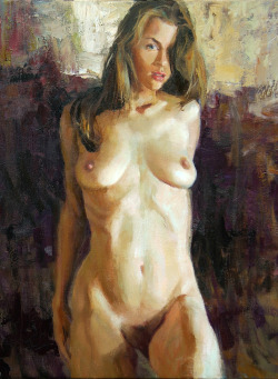 ewallisartist:  Woman Standing Nude 24x18 o/l, Eric Wallis