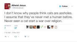catsbeaversandducks:By Atheist Jesus