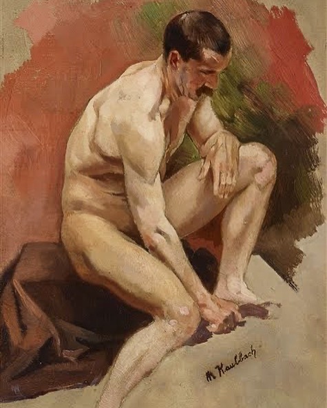 antonio-m:  “Sitting Male Nude”, by Friedrich August von