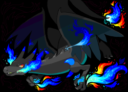 koolaid-girl:  In bed sick so I drew Mega Charizard thingy. I