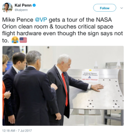 micdotcom:Mike Pence touched some NASA hardware that said “do