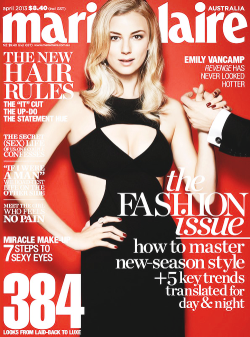  Emily VanCamp on the April 2013 cover of marie claire Magazine