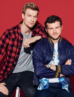 wekicknamesandtakeass:Alden Ehrenreich and Joonas Suotamo photographed