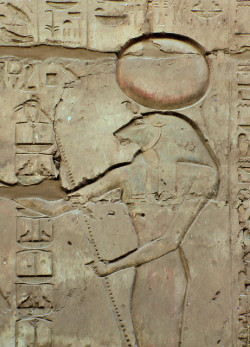 dwellerinthelibrary: Karnak Hypostyl 1981 N1 by kairoinfo4u on Flickr.   The goddess Werethekau at Karnak.   Feline deity