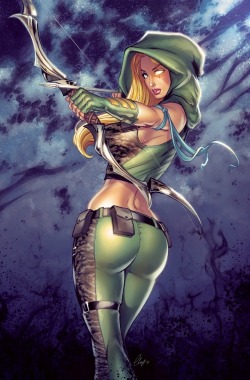 superheropinups:  Robyn Hood - Elias Chatzoudis 