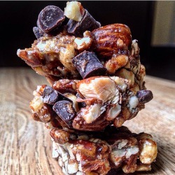 intertwining:  Leaning tower of Dark Chocolate Pecan + Sea Salt