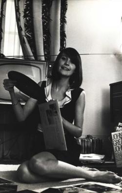 chickswithrecords:  sandie shaw’s stacks of wax. 