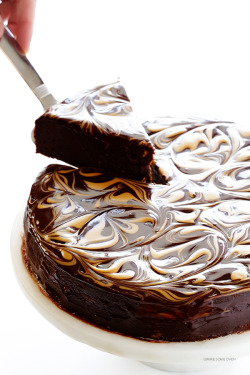 fullcravings:  Peanut Butter Flourless Chocolate Cake   Like
