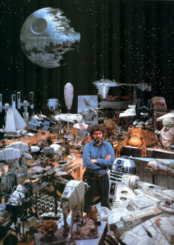 themakingofstarwars: George Lucas stands among models from his