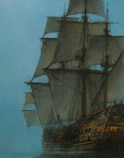 paintingses:   The Crescent Moon (detail) by Montague Dawson