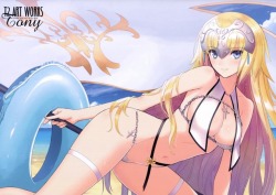 tony taka fate/grand order jeanne d'arc bikini cleavage garter