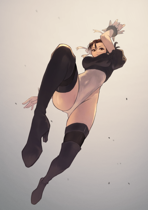 hara-kenshi:  春麗×2B×跳び膝