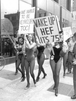 bajablastthirstblog:  Bunnies on strike at The Playboy Club in