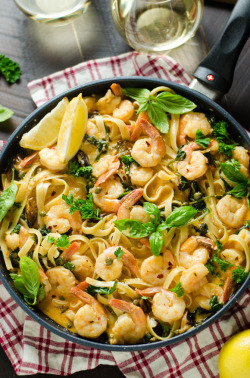 food–archives:  -creamy lemon butter shrimp pasta.