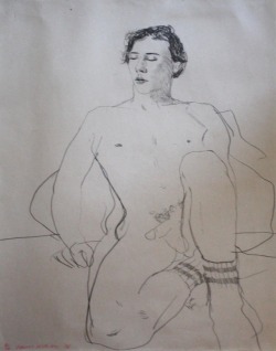 21primitive:  David Hockney: “Gregory with Gym Socks”