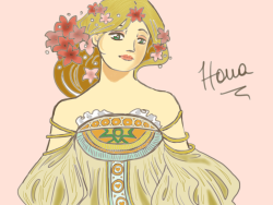 Trying Alphonse Mucha Style - colors by HanaHimeFc 