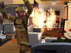 simsgonewrong:  Yes, Mr. Firefighter, please run AWAY from the