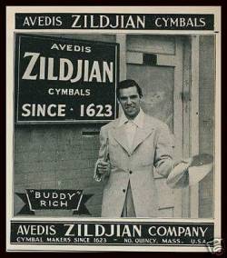 thepastprotracted:  Buddy Rich in a vintage Zildjian cymbals
