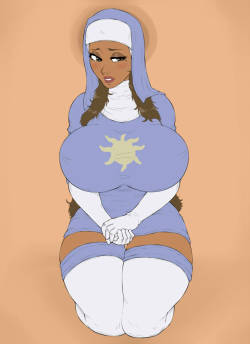 A Pin-up of Ciara, a priestess of Hoten who appears in my story
