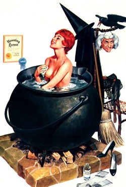 gravesandghouls:  “Bathing Witch” by Ren Wicks, 1964 