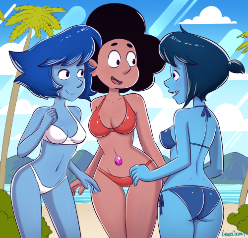 Stevonnie and some Lazulis at the beach! 🌊