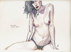 tsurufoto:  cam girl.illustration & watercolor by aaron tsuru based