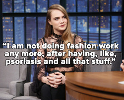 whospilledthebongwater: kaleidoscopeofdaringheartbeats:  micdotcom:   Cara Delevingne is leaving modeling â€” and has a damn good reason whyÂ  Cara Delevingne, the British model who conquered the industry by 23, made headlines this week by quitting modeli