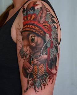 tattoosnob:  Rabbit Chief by @peterlagergren at Malmo Classic