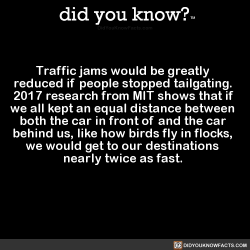 did-you-kno:  Traffic jams would be greatly   reduced if people