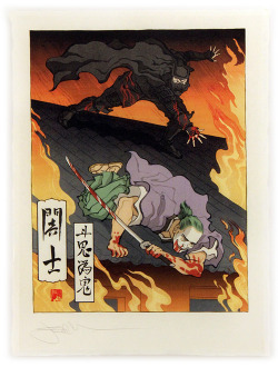 xombiedirge:  Descent Into Madness by Jed Henry / Tumblr / Store 19” X 23.5” Framed giclee print, signed limited edition available HERE. Part of the Ukiyo-e Heroes 2 art show opening today, 1st June 2013, at Gallery Nucleus