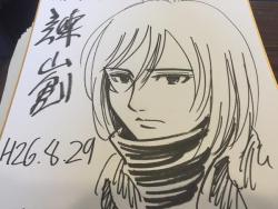 New sketch of Mikasa by Isayama, as seen on signboards available