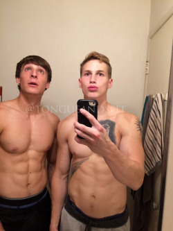 Logan and Aaron taking a selfie. 