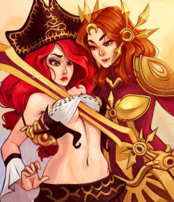 sexylolpics:  Miss Fortune x Leona 