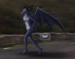 You see a dragon, out in the chilly weather in the morning, jogging