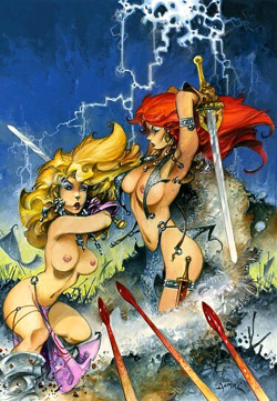 swordofsteel:  Lorna vs. Red Sonja by Alfonso Azpiri