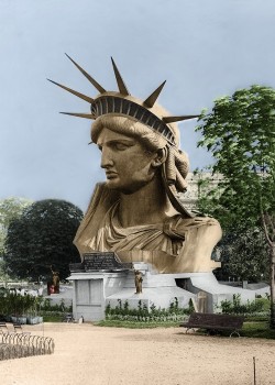 historicaltimes:  Statue of Liberty in Paris 1878. Colorized